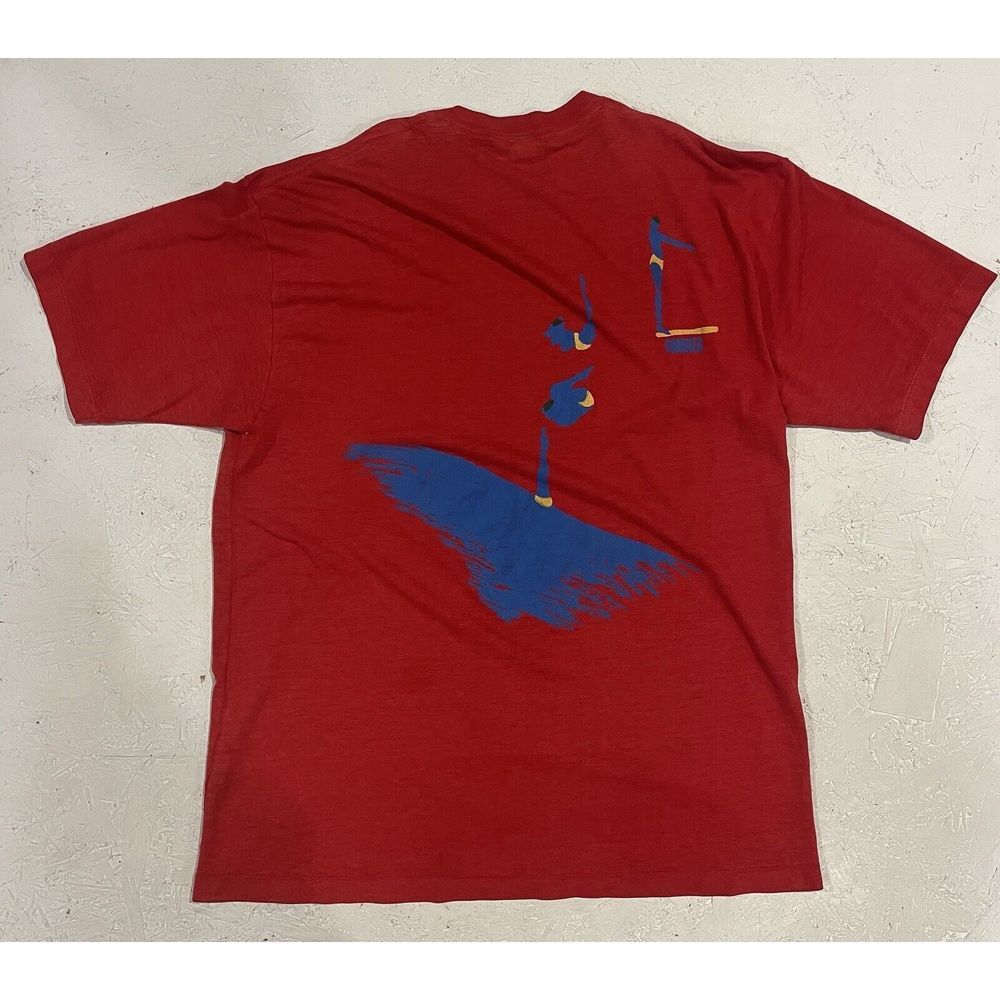 Vintage 1980's Forenza High Diving Swimming Shirt Size XL Red Single‎ Stitch 70s